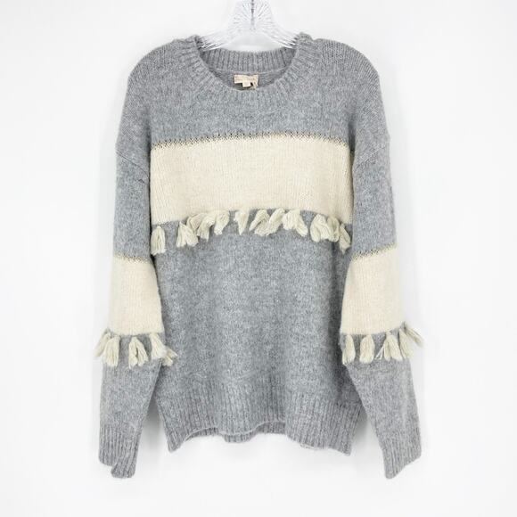 Hem & Thread Boho Tassle Colorblock Soft Knit Sweater Size Large - Picture 1 of 7